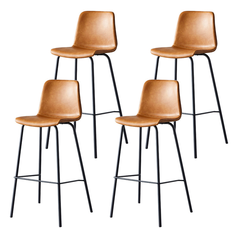 Contemporary Style Low Back Leather Bar Stool with Metal Legs