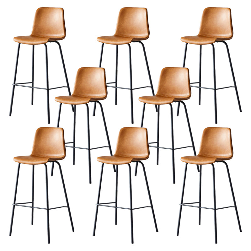 Contemporary Style Low Back Leather Bar Stool with Metal Legs