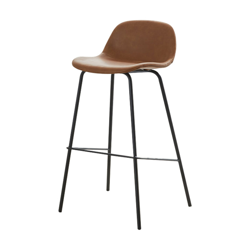 Modern Style Low Back Faux Leather Bar Stool with Metal Legs