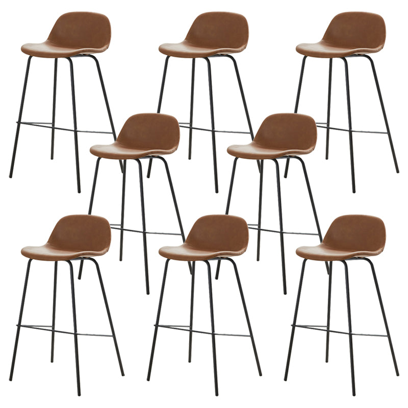 Modern Style Low Back Faux Leather Bar Stool with Metal Legs