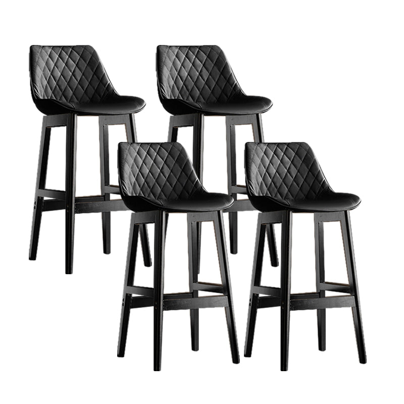 Contemporary Solid Wood Legs Faux Leather Indoor Bar Stools with Footrest