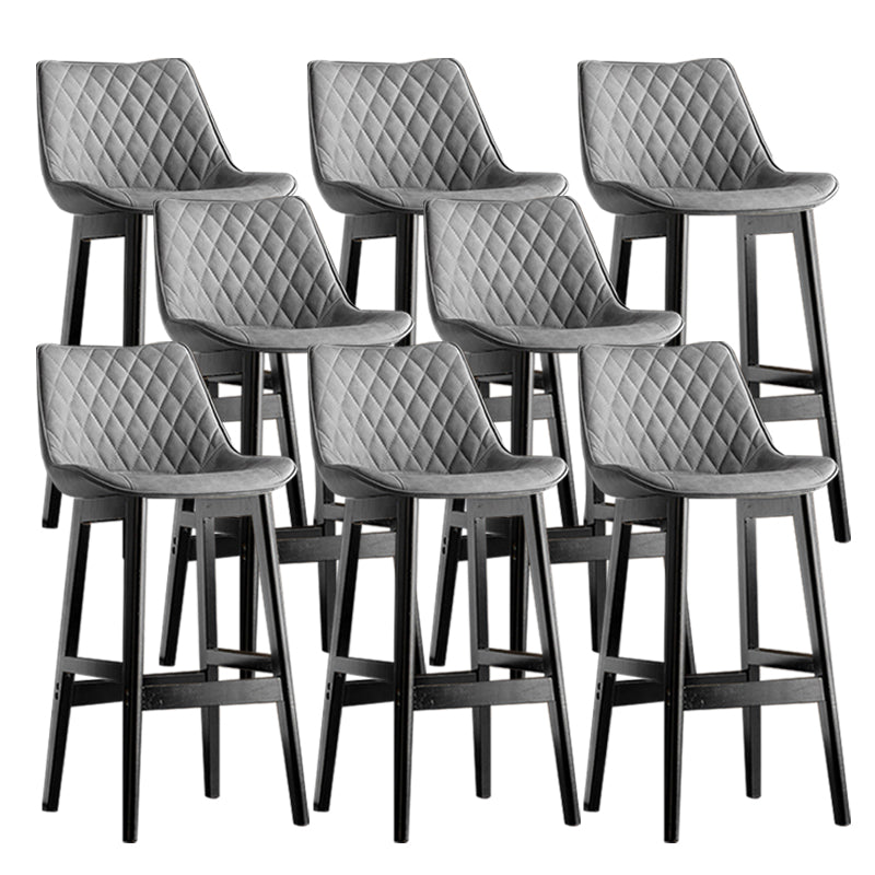 Contemporary Solid Wood Legs Faux Leather Indoor Bar Stools with Footrest