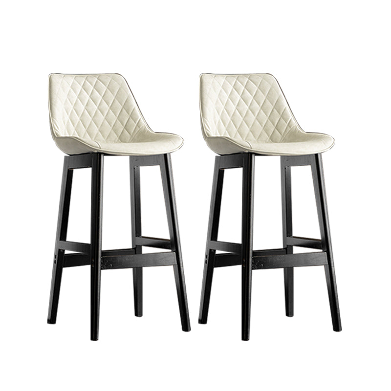 Contemporary Solid Wood Legs Faux Leather Indoor Bar Stools with Footrest