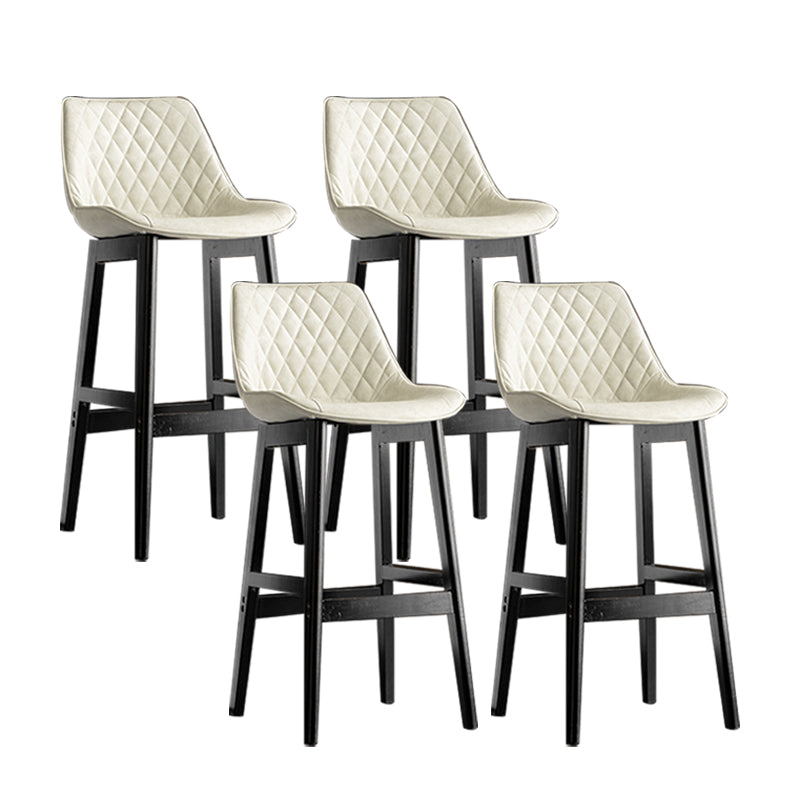 Contemporary Solid Wood Legs Faux Leather Indoor Bar Stools with Footrest