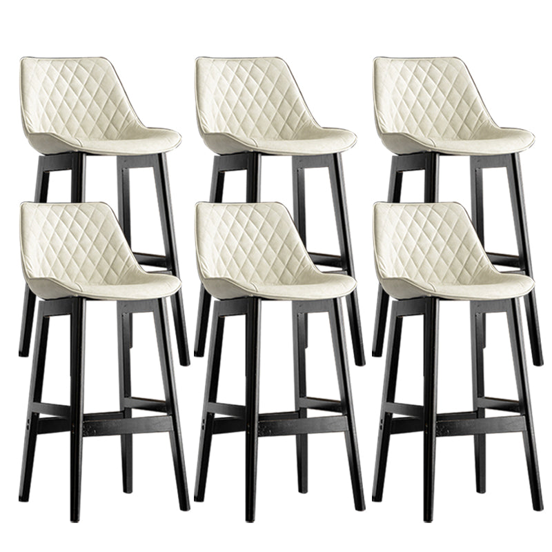 Contemporary Solid Wood Legs Faux Leather Indoor Bar Stools with Footrest