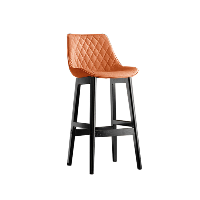 Contemporary Solid Wood Legs Faux Leather Indoor Bar Stools with Footrest