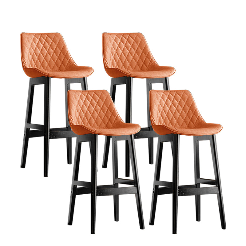 Contemporary Solid Wood Legs Faux Leather Indoor Bar Stools with Footrest