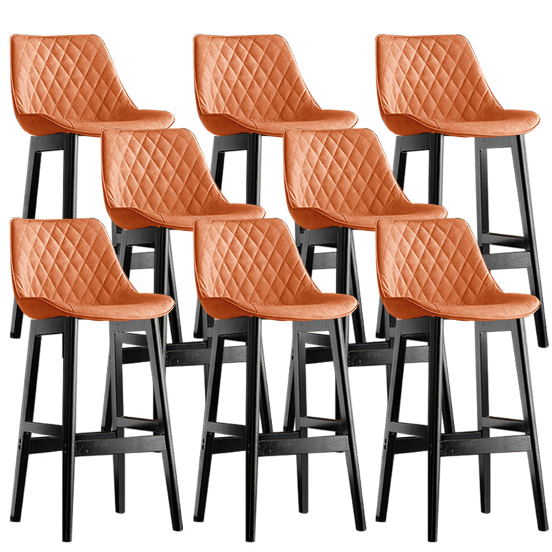 Contemporary Solid Wood Legs Faux Leather Indoor Bar Stools with Footrest