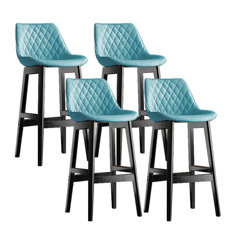 Contemporary Solid Wood Legs Faux Leather Indoor Bar Stools with Footrest