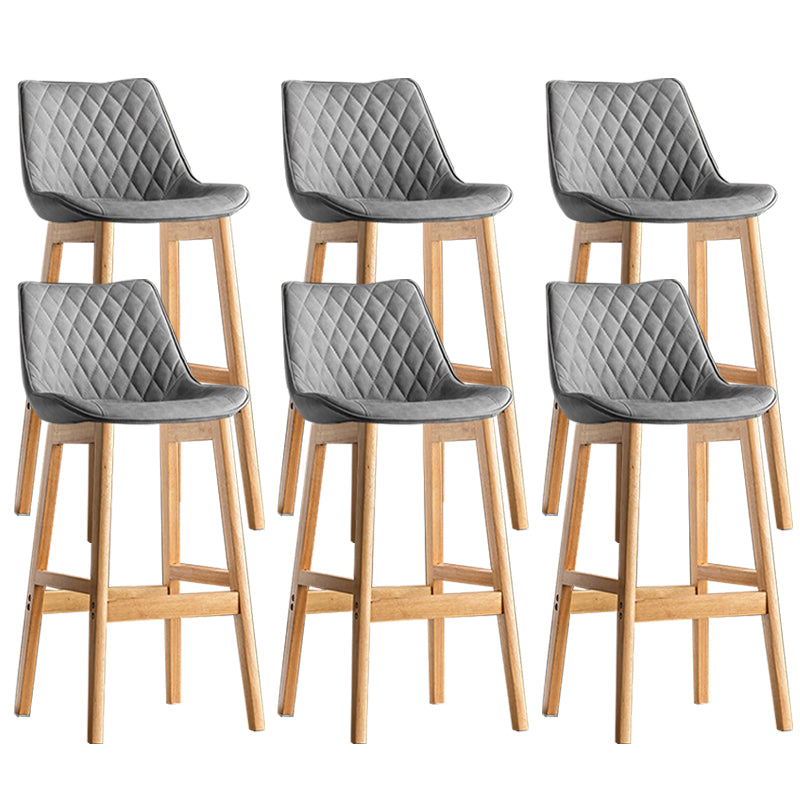 Contemporary Solid Wood Legs Faux Leather Indoor Bar Stools with Footrest