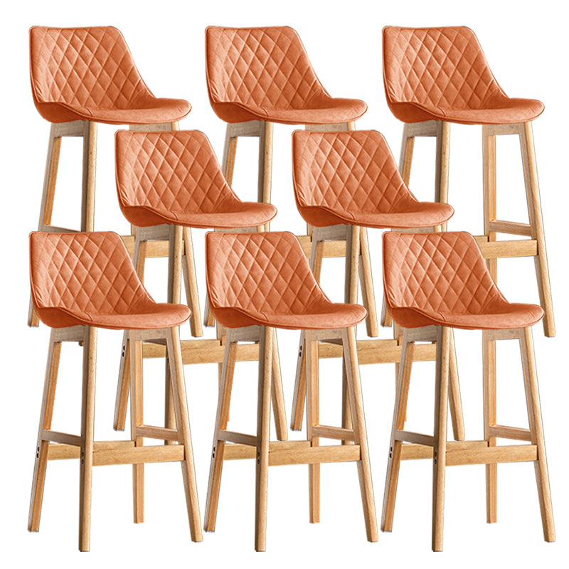 Contemporary Solid Wood Legs Faux Leather Indoor Bar Stools with Footrest