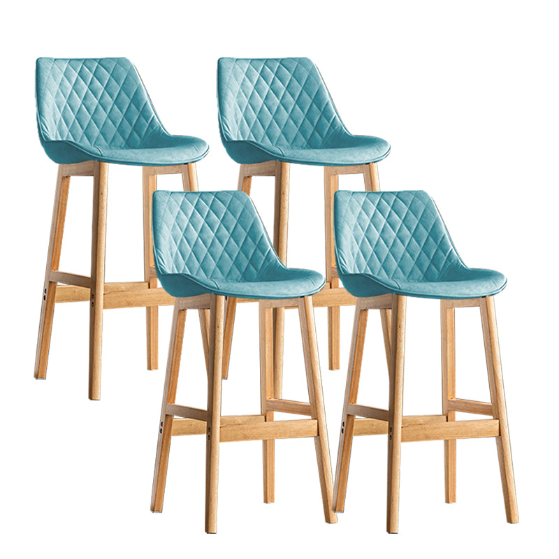Contemporary Solid Wood Legs Faux Leather Indoor Bar Stools with Footrest