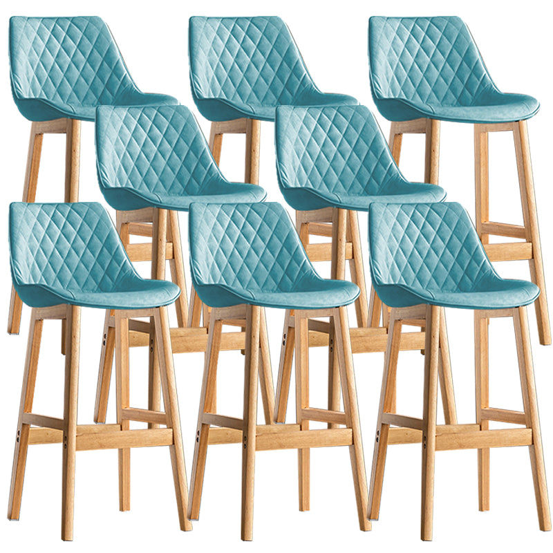 Contemporary Solid Wood Legs Faux Leather Indoor Bar Stools with Footrest