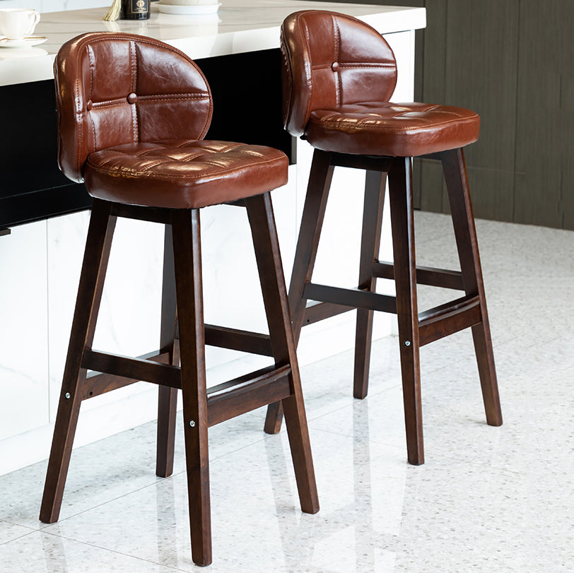 Contemporary Low Back Rubberwood Indoor Bar Stools with Cushion