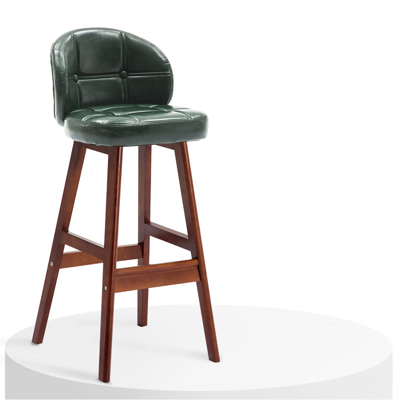 Contemporary Low Back Rubberwood Indoor Bar Stools with Cushion