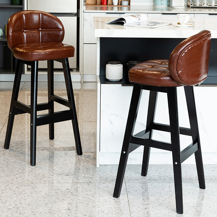 Contemporary Low Back Rubberwood Indoor Bar Stools with Cushion