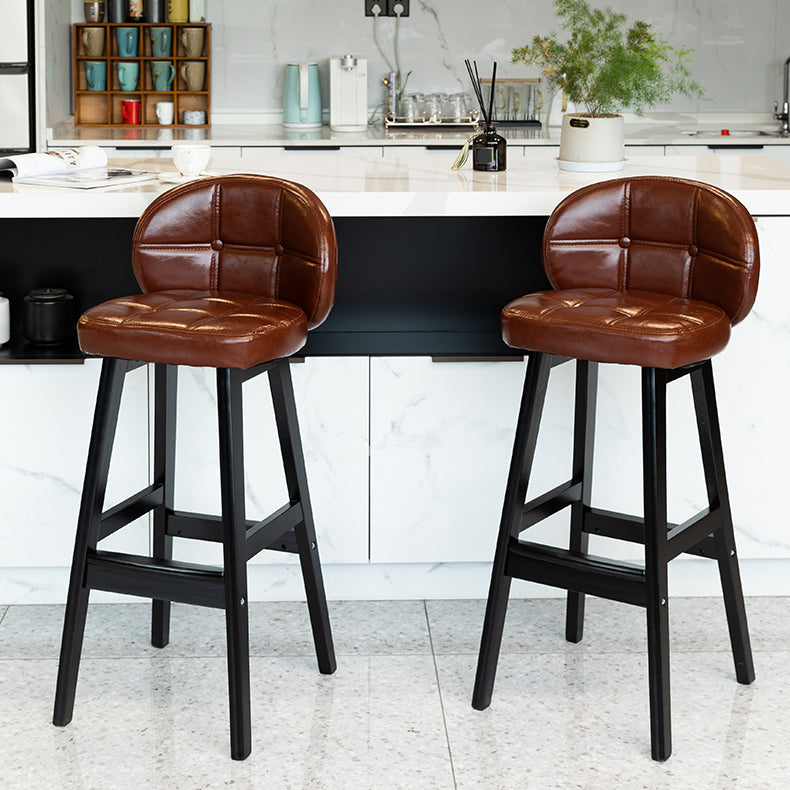 Contemporary Low Back Rubberwood Indoor Bar Stools with Cushion