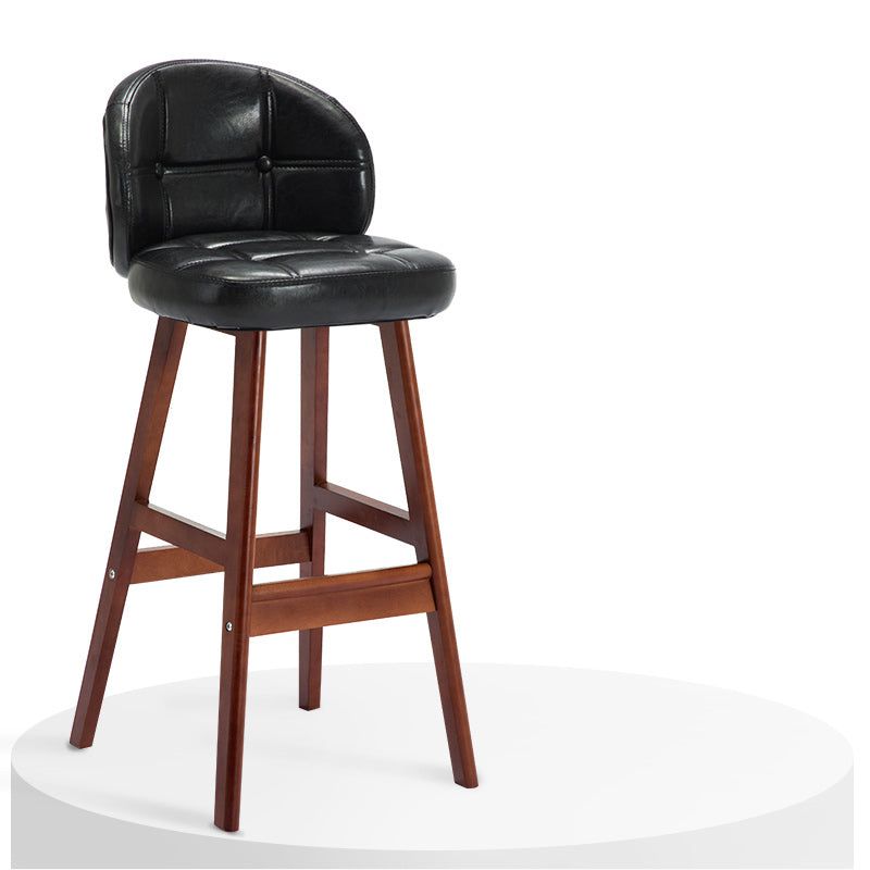 Contemporary Low Back Rubberwood Indoor Bar Stools with Cushion