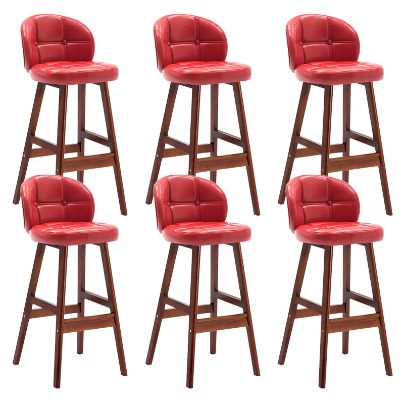 Contemporary Low Back Rubberwood Indoor Bar Stools with Cushion