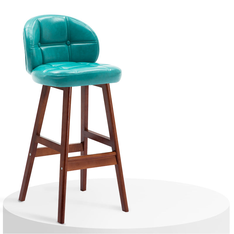 Contemporary Low Back Rubberwood Indoor Bar Stools with Cushion