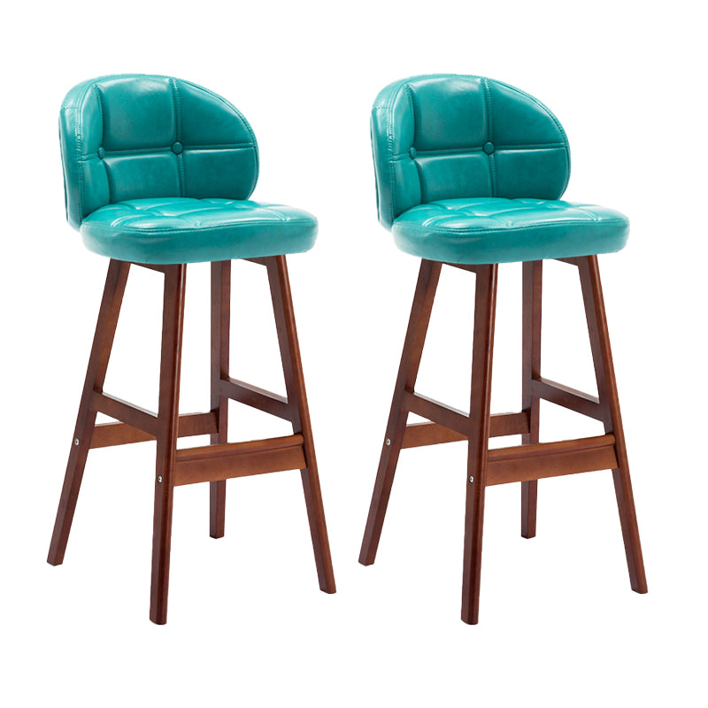 Contemporary Low Back Rubberwood Indoor Bar Stools with Cushion
