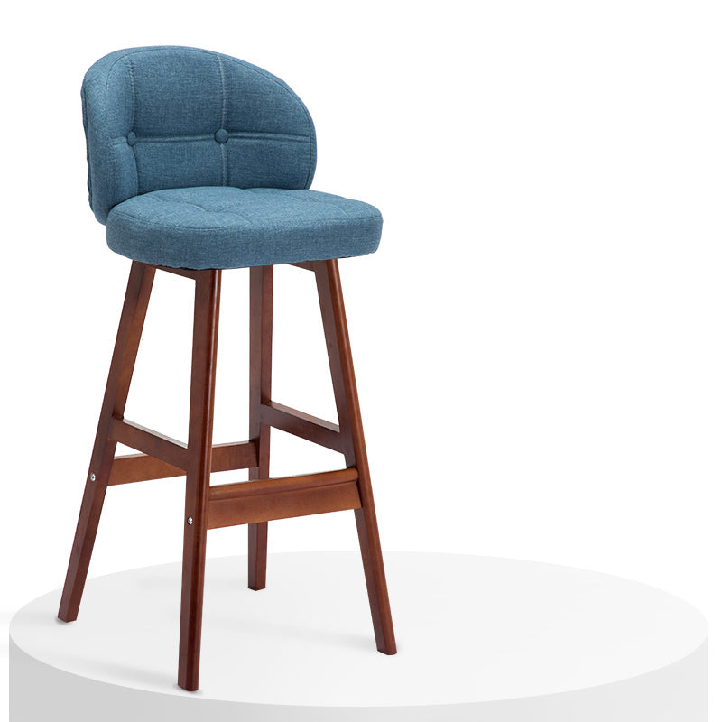 Contemporary Low Back Rubberwood Indoor Bar Stools with Cushion