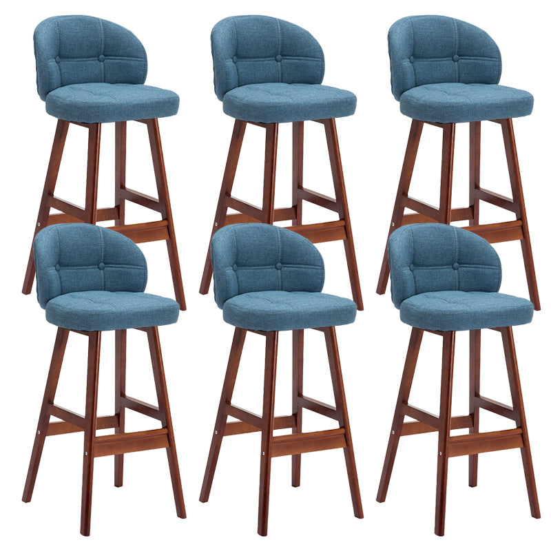 Contemporary Low Back Rubberwood Indoor Bar Stools with Cushion