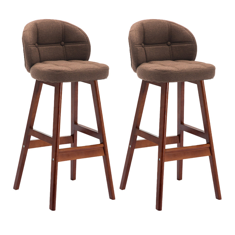 Contemporary Low Back Rubberwood Indoor Bar Stools with Cushion