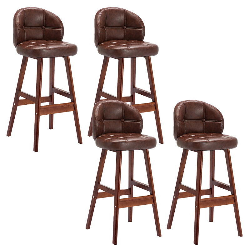 Contemporary Low Back Rubberwood Indoor Bar Stools with Cushion