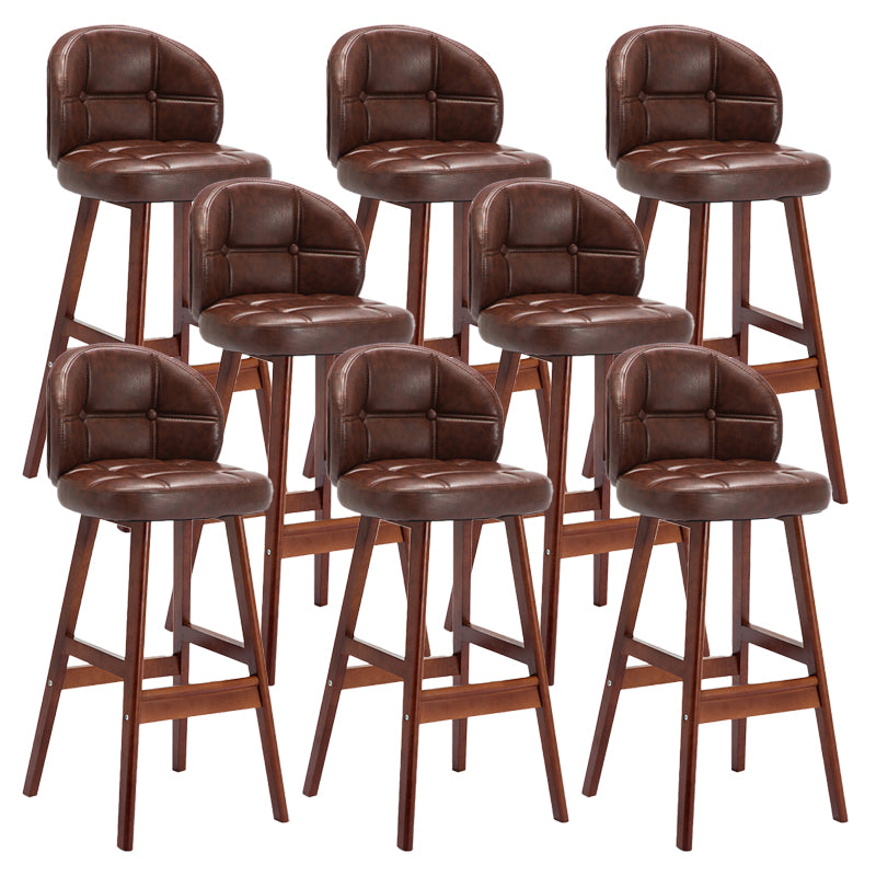 Contemporary Low Back Rubberwood Indoor Bar Stools with Cushion