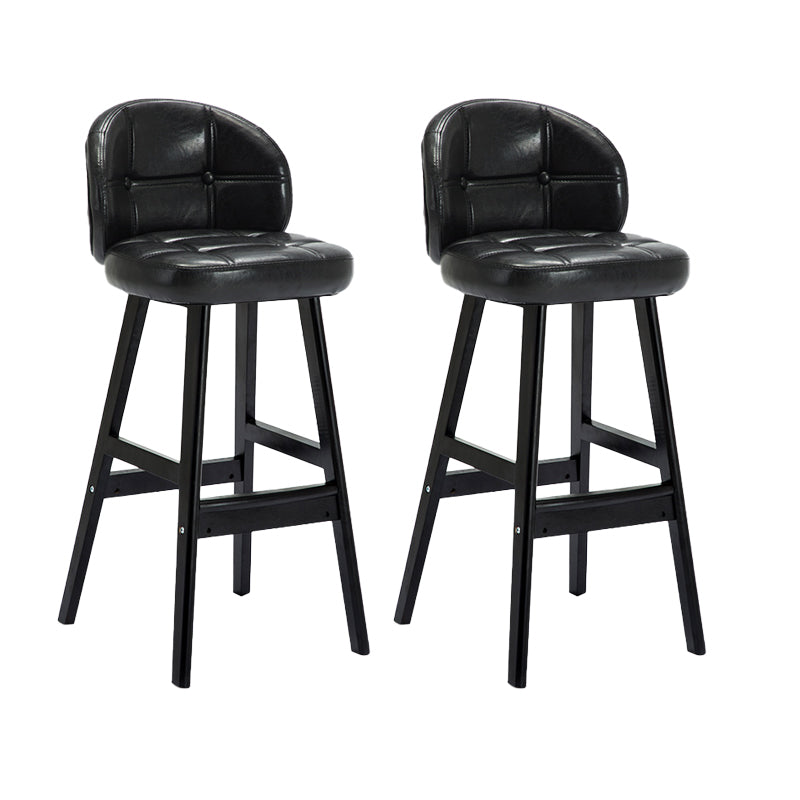 Contemporary Low Back Rubberwood Indoor Bar Stools with Cushion