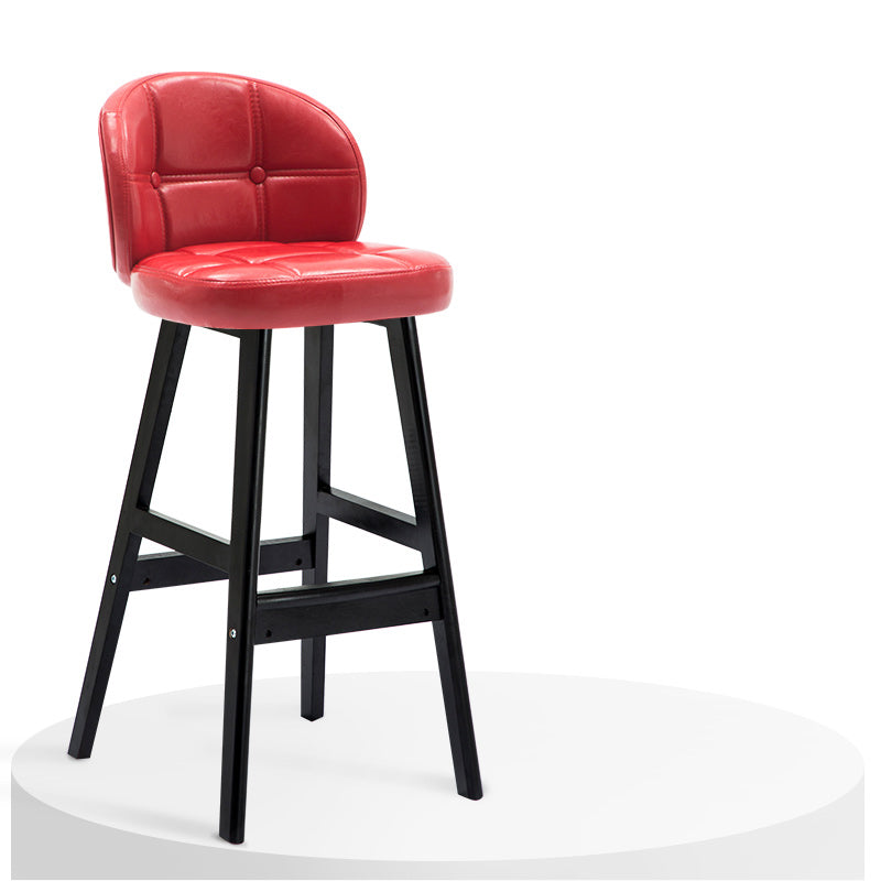 Contemporary Low Back Rubberwood Indoor Bar Stools with Cushion