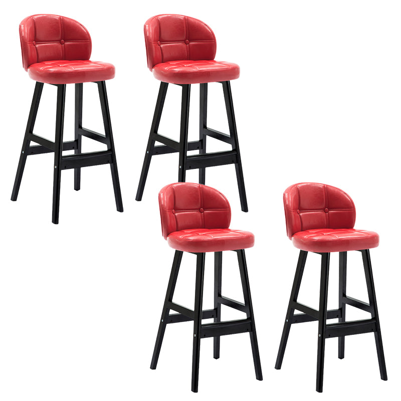 Contemporary Low Back Rubberwood Indoor Bar Stools with Cushion