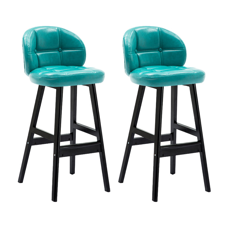 Contemporary Low Back Rubberwood Indoor Bar Stools with Cushion