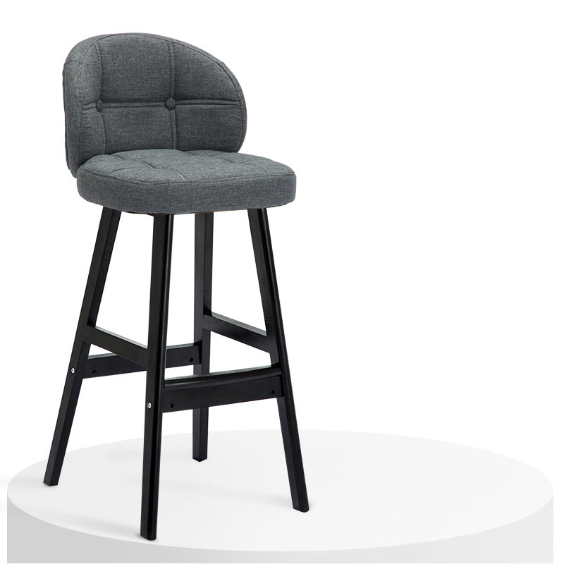 Contemporary Low Back Rubberwood Indoor Bar Stools with Cushion