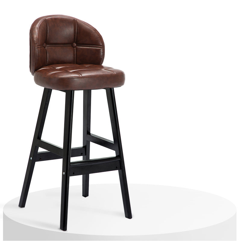 Contemporary Low Back Rubberwood Indoor Bar Stools with Cushion