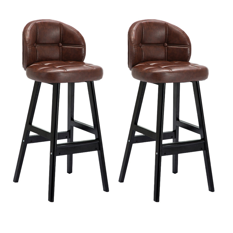 Contemporary Low Back Rubberwood Indoor Bar Stools with Cushion