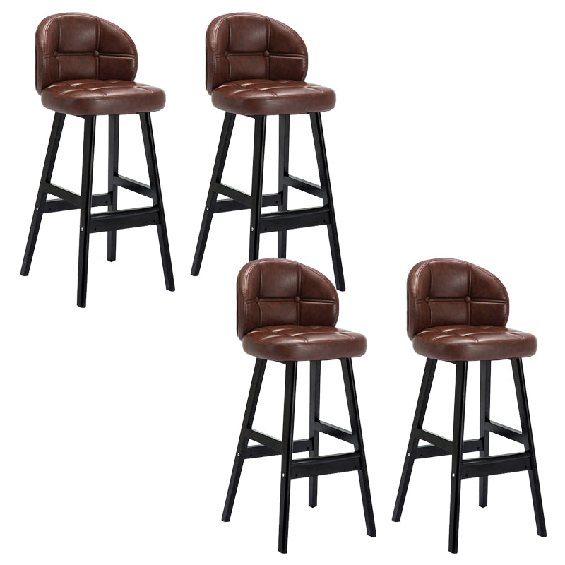 Contemporary Low Back Rubberwood Indoor Bar Stools with Cushion