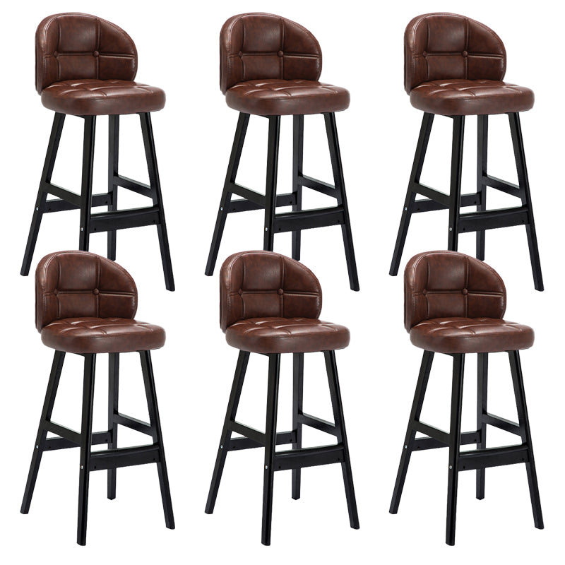 Contemporary Low Back Rubberwood Indoor Bar Stools with Cushion