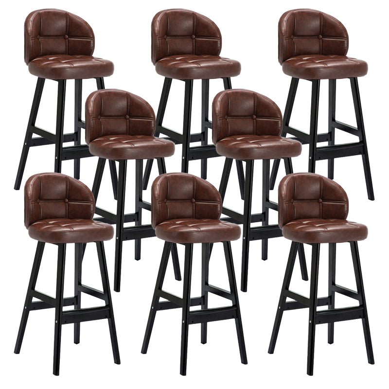 Contemporary Low Back Rubberwood Indoor Bar Stools with Cushion