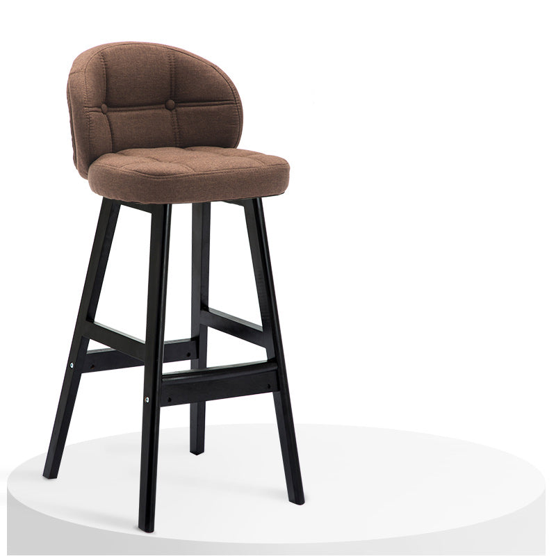 Contemporary Low Back Rubberwood Indoor Bar Stools with Cushion