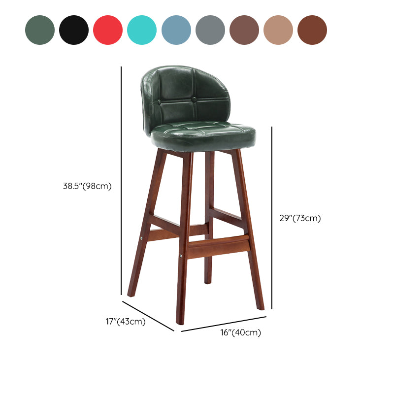 Contemporary Low Back Rubberwood Indoor Bar Stools with Cushion