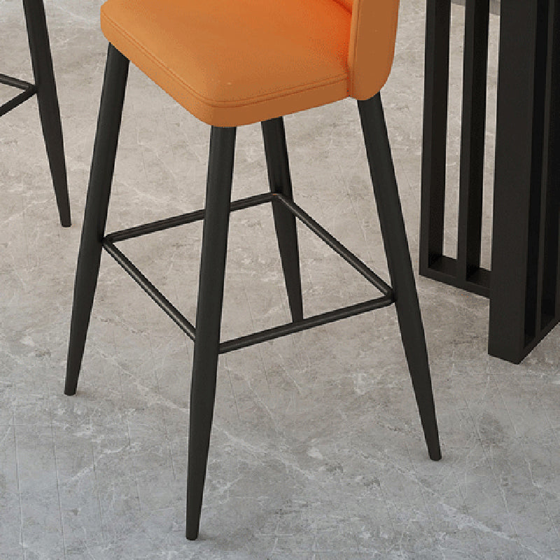 Modern Upholstered Low Back Faux Leather Bar Stools with Footrest