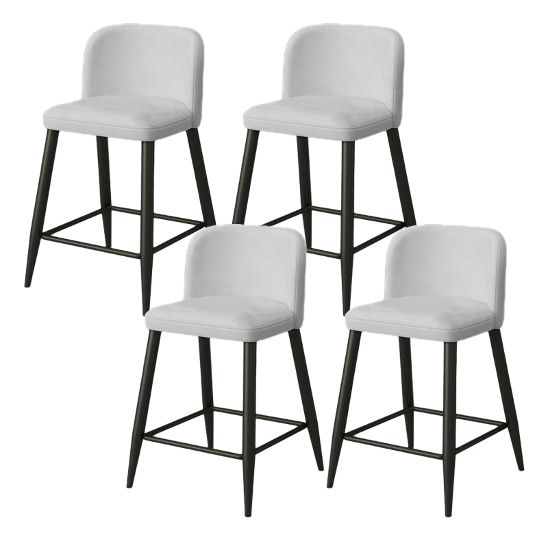 Modern Upholstered Low Back Faux Leather Bar Stools with Footrest