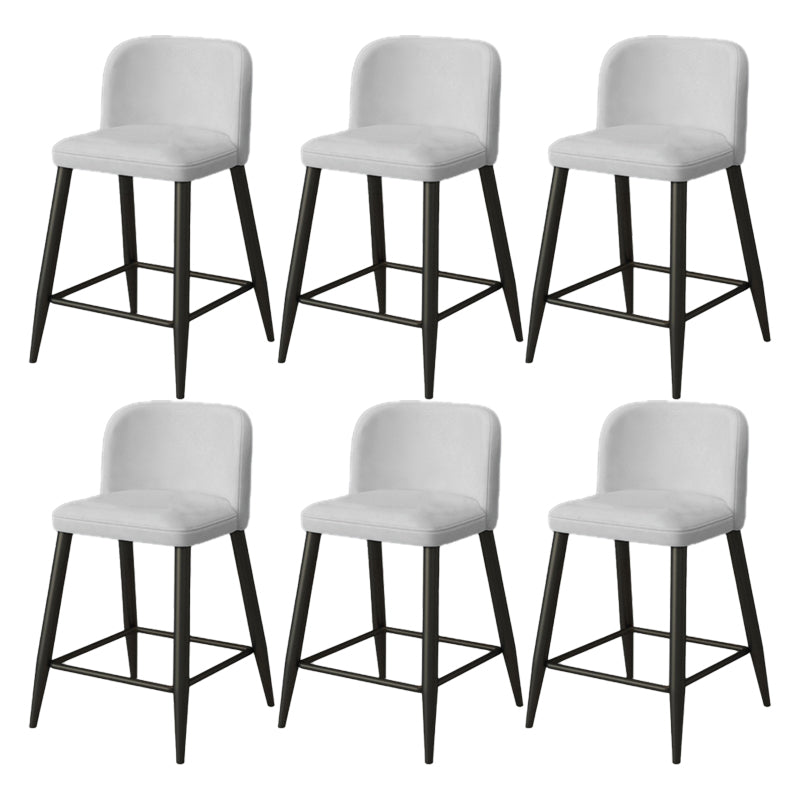 Modern Upholstered Low Back Faux Leather Bar Stools with Footrest