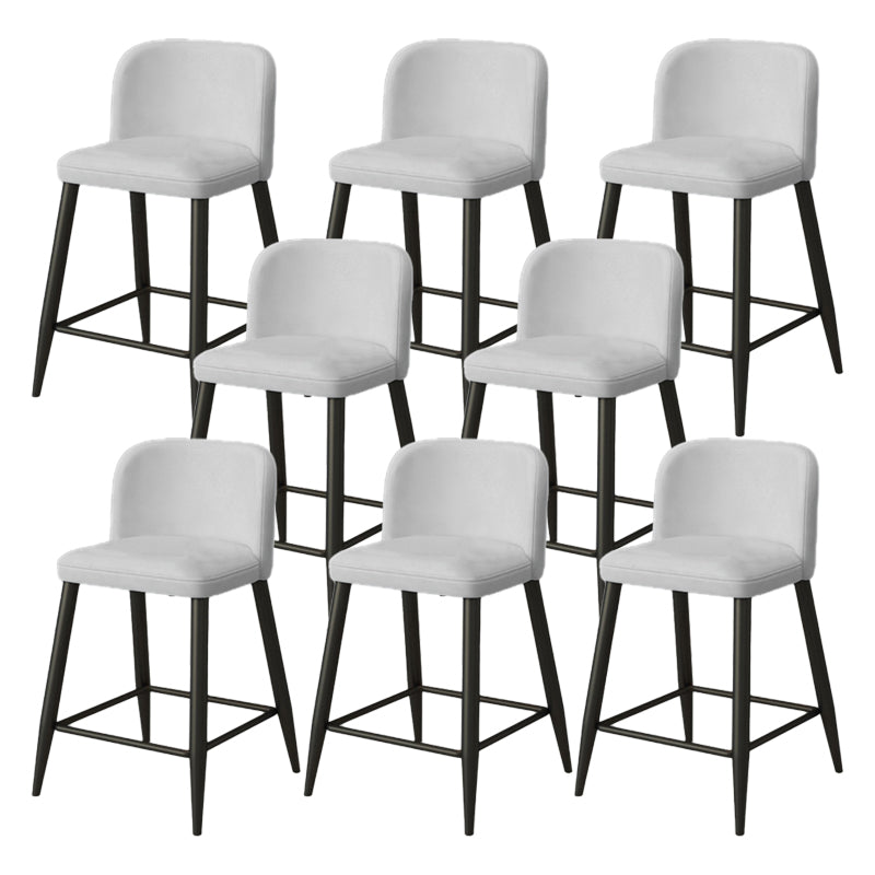 Modern Upholstered Low Back Faux Leather Bar Stools with Footrest
