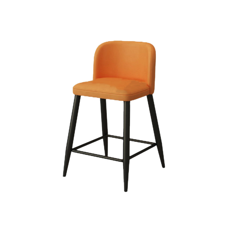 Modern Upholstered Low Back Faux Leather Bar Stools with Footrest