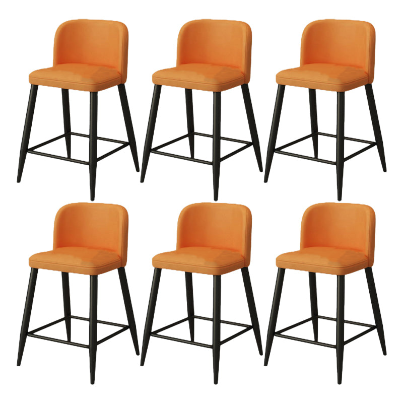 Modern Upholstered Low Back Faux Leather Bar Stools with Footrest