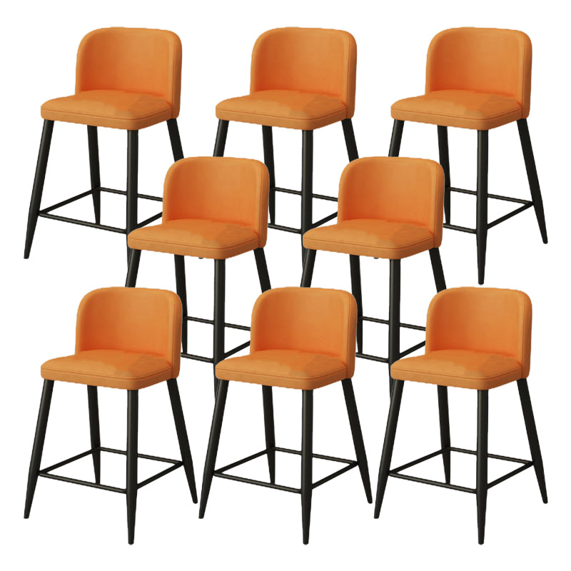 Modern Upholstered Low Back Faux Leather Bar Stools with Footrest