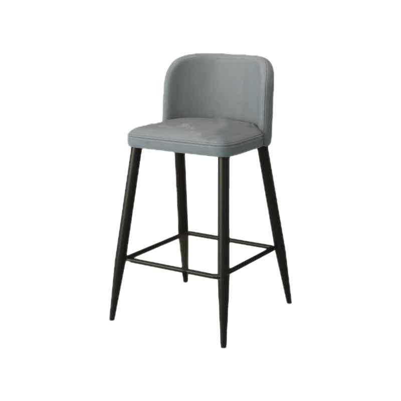 Modern Upholstered Low Back Faux Leather Bar Stools with Footrest